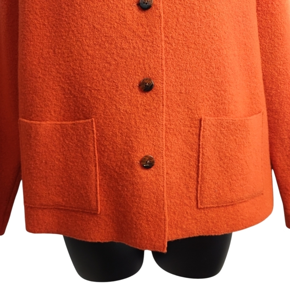 Lands' End Jacket Women's Orange 100% Wool Button Up Pockets Collared Size 4 - Picture 4 of 10